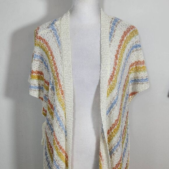 Loveriche Colorful Boho Knit Vest with Side Ties Size Small Knit Open Vest - Picture 3 of 10